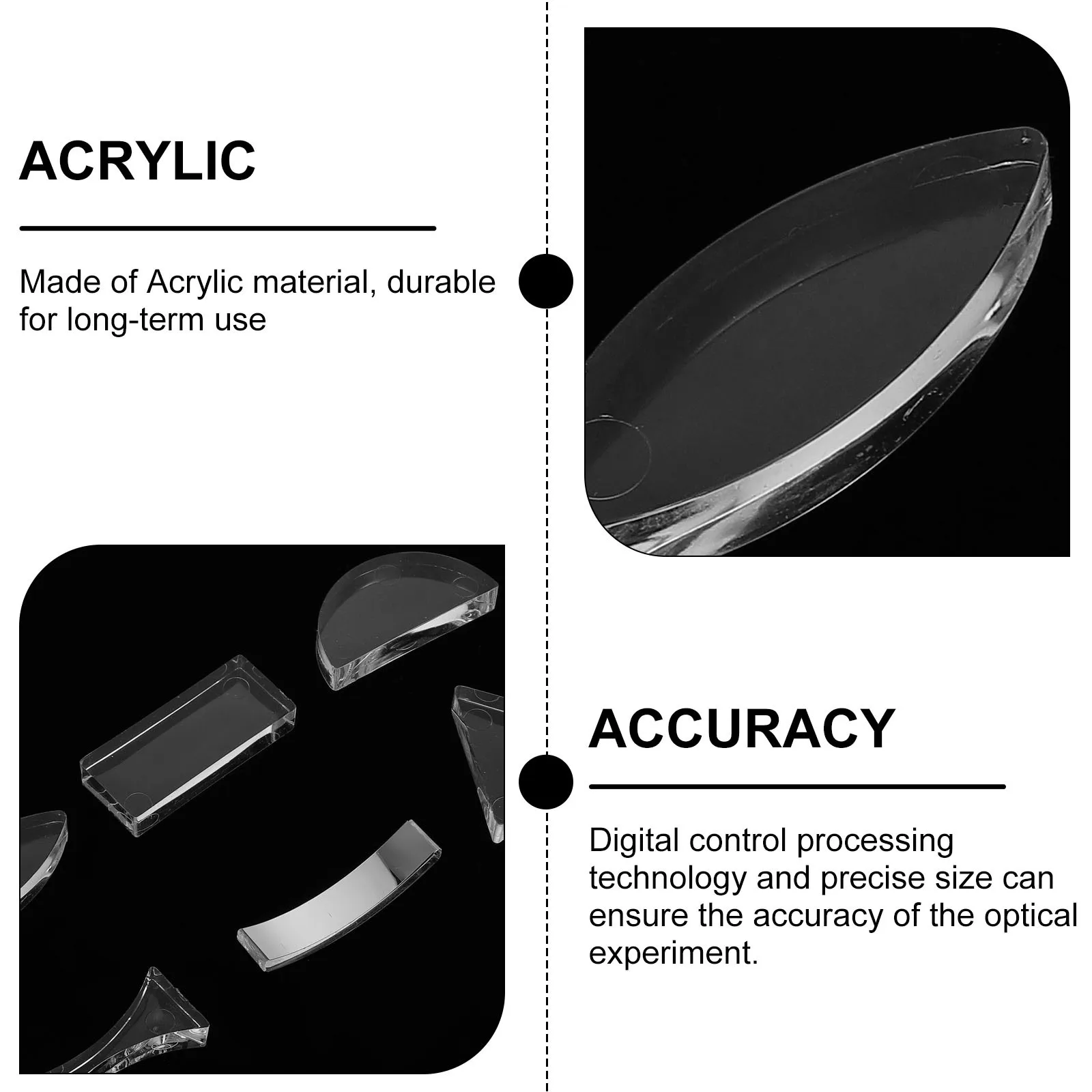 1Set Optical Lens Kit 6 Pieces Durable Precision Size Physics Teaching Tools Portable Optical Lens Set Suitable for School