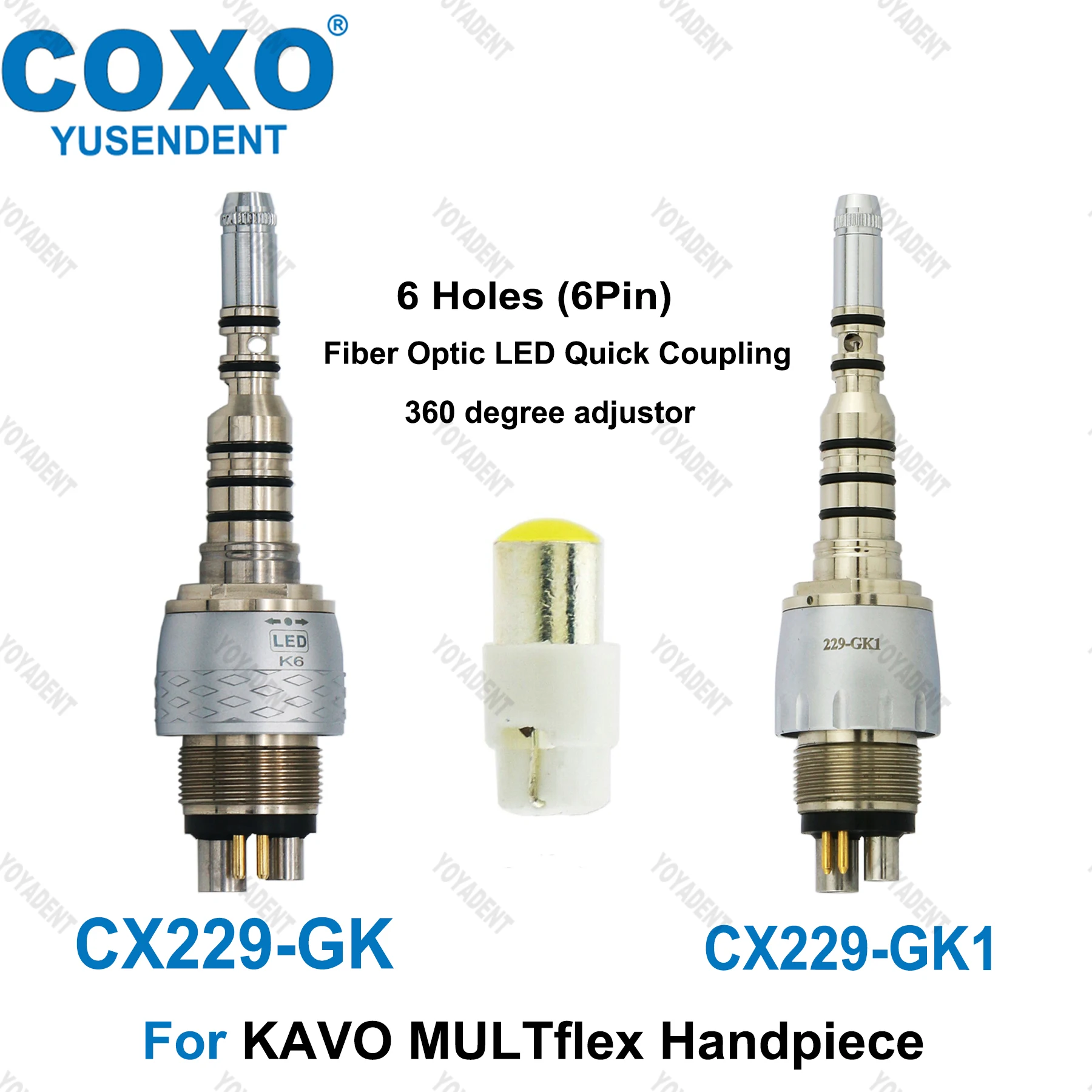 COXO Dental Quick Coupling 6 Pin Adaptor LED Bulb Replacement Fit Kavo Multiflex Fiber Optic Handpiece Dentistry Products