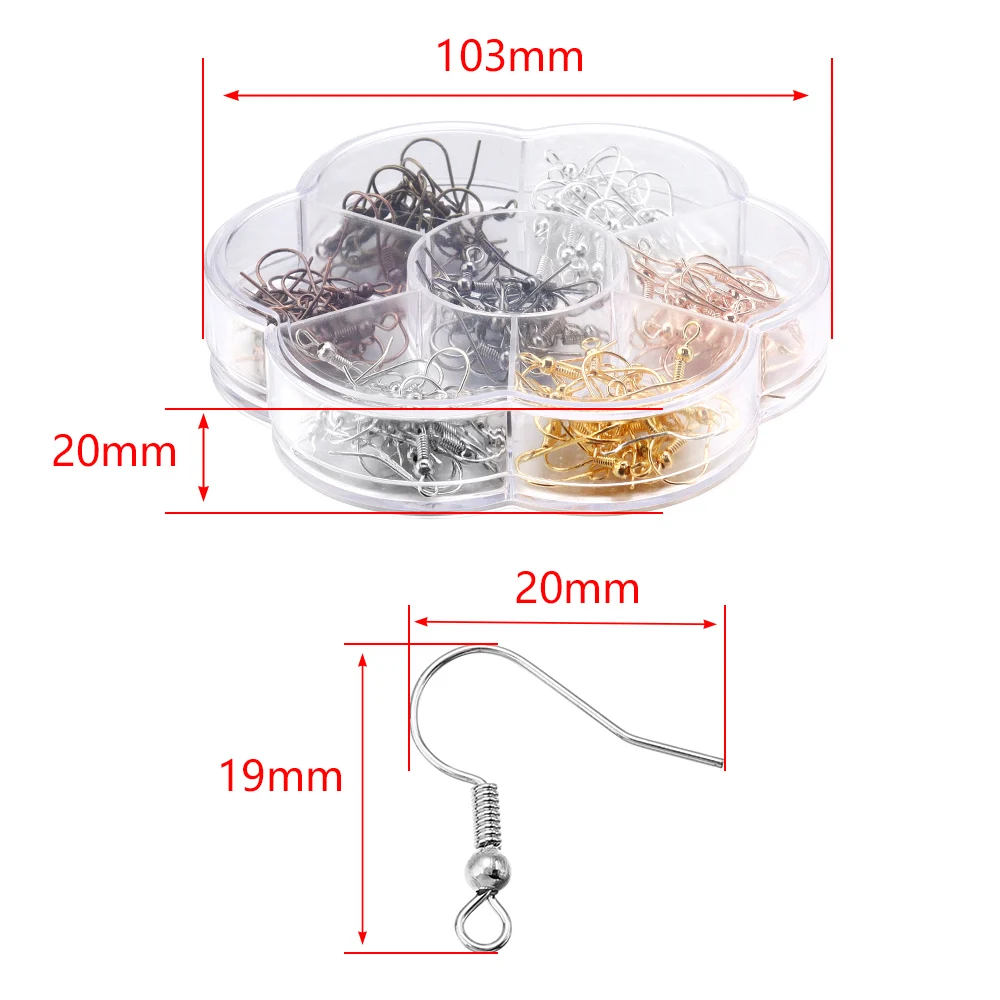 1Set Hypoallergenic Earring Hook Kit Mix-color Ear Wires Fish Hooks Open Jump Rings Earplugs For DIY Jewelry Making