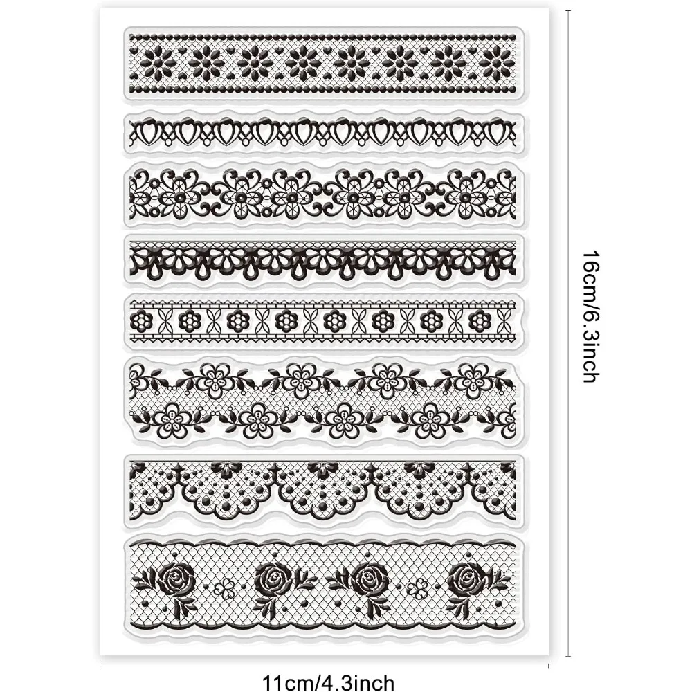 Flower Lace Border Clear Stamps Transparent Silicone Stamp for Card Making Decoration and DIY Scrapbooking