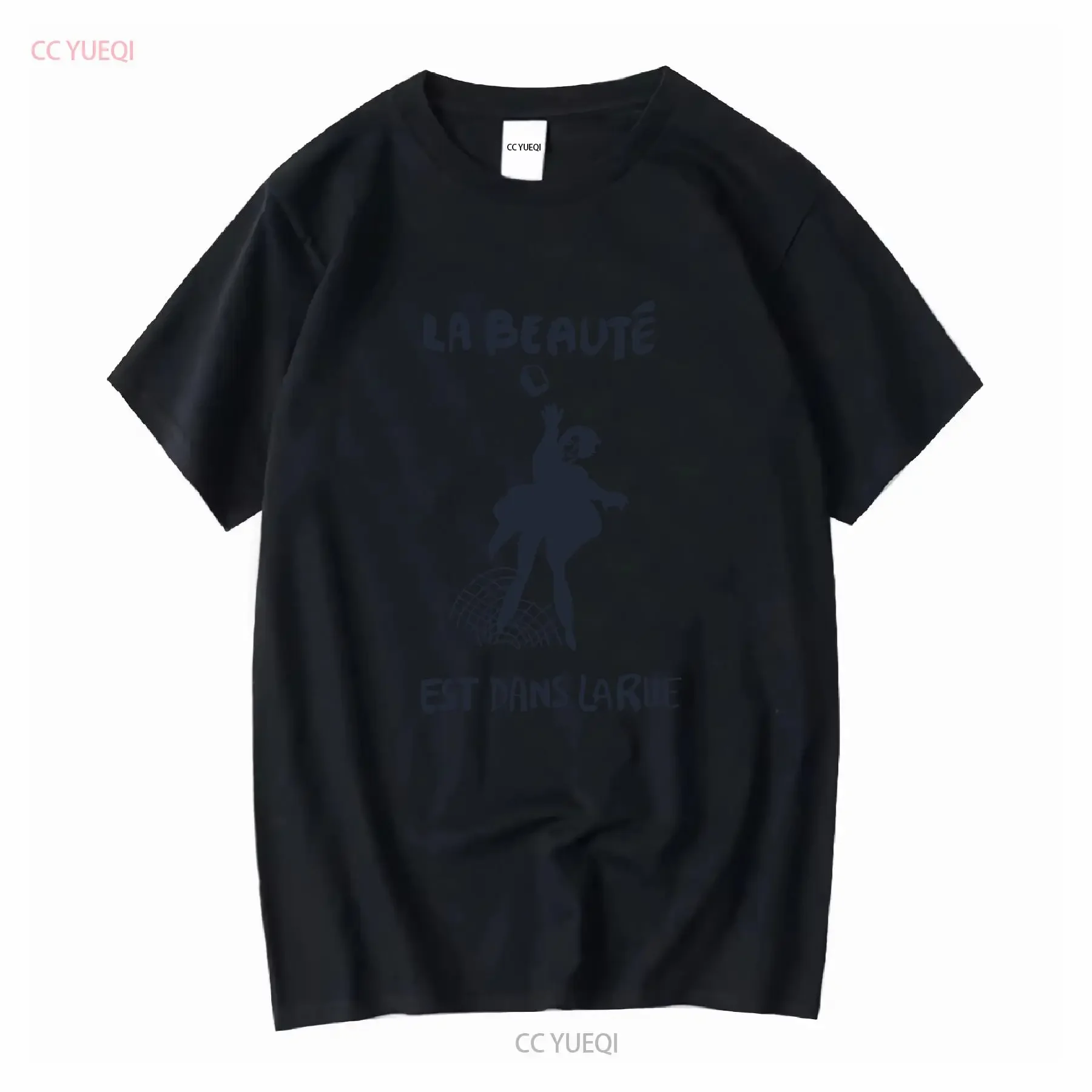 Camiseta La Beauté Est Dans Rue Retrô Paris França 1968 com Estampa de Pôster de Protesto Nova 026 Vintage Lavada Confortável Respirável Streetwear