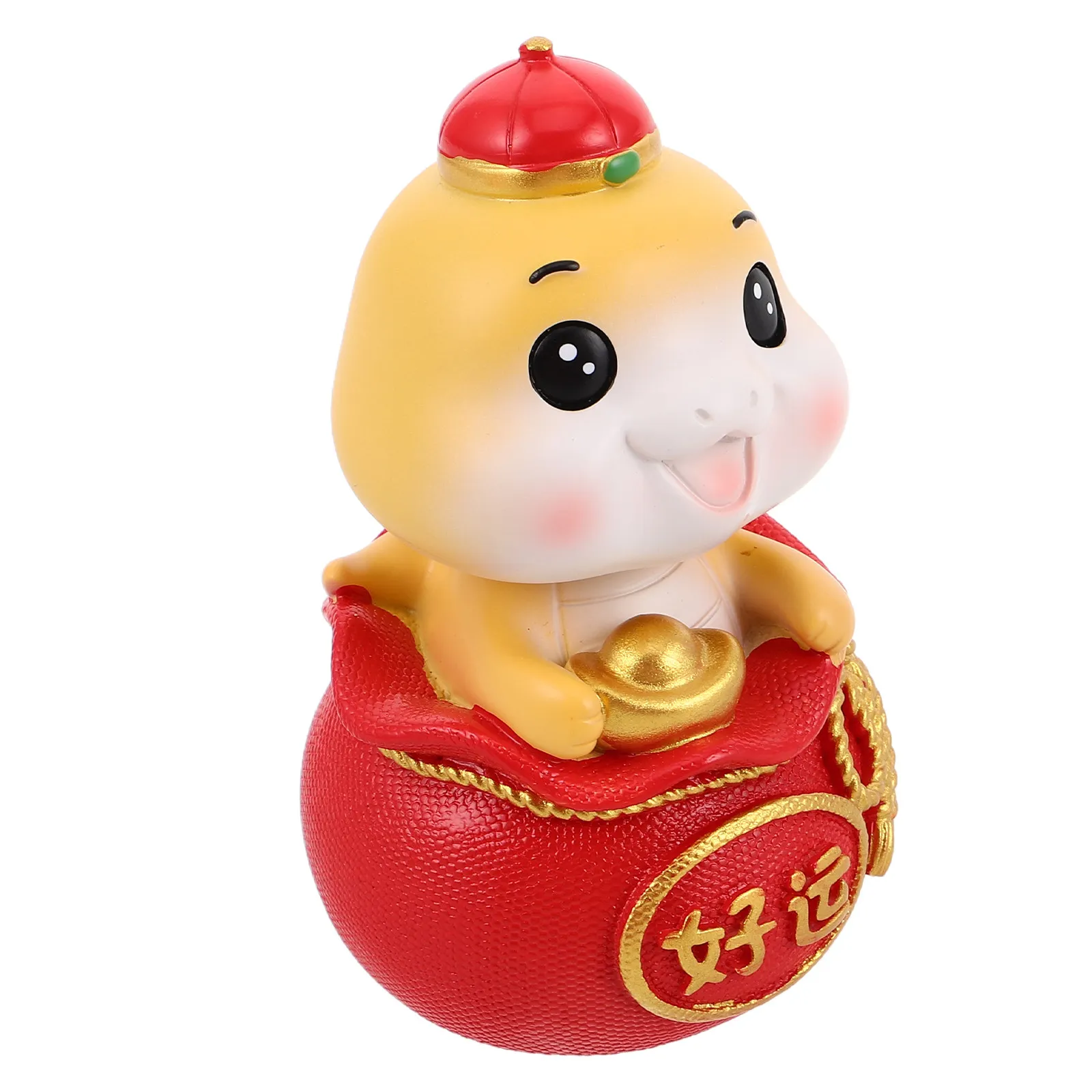 Large Lucky Zodiac Snake Cartoon Bobblehead Car Ornament Resin Desktop Decoration New Year Vehicle Interior Decor