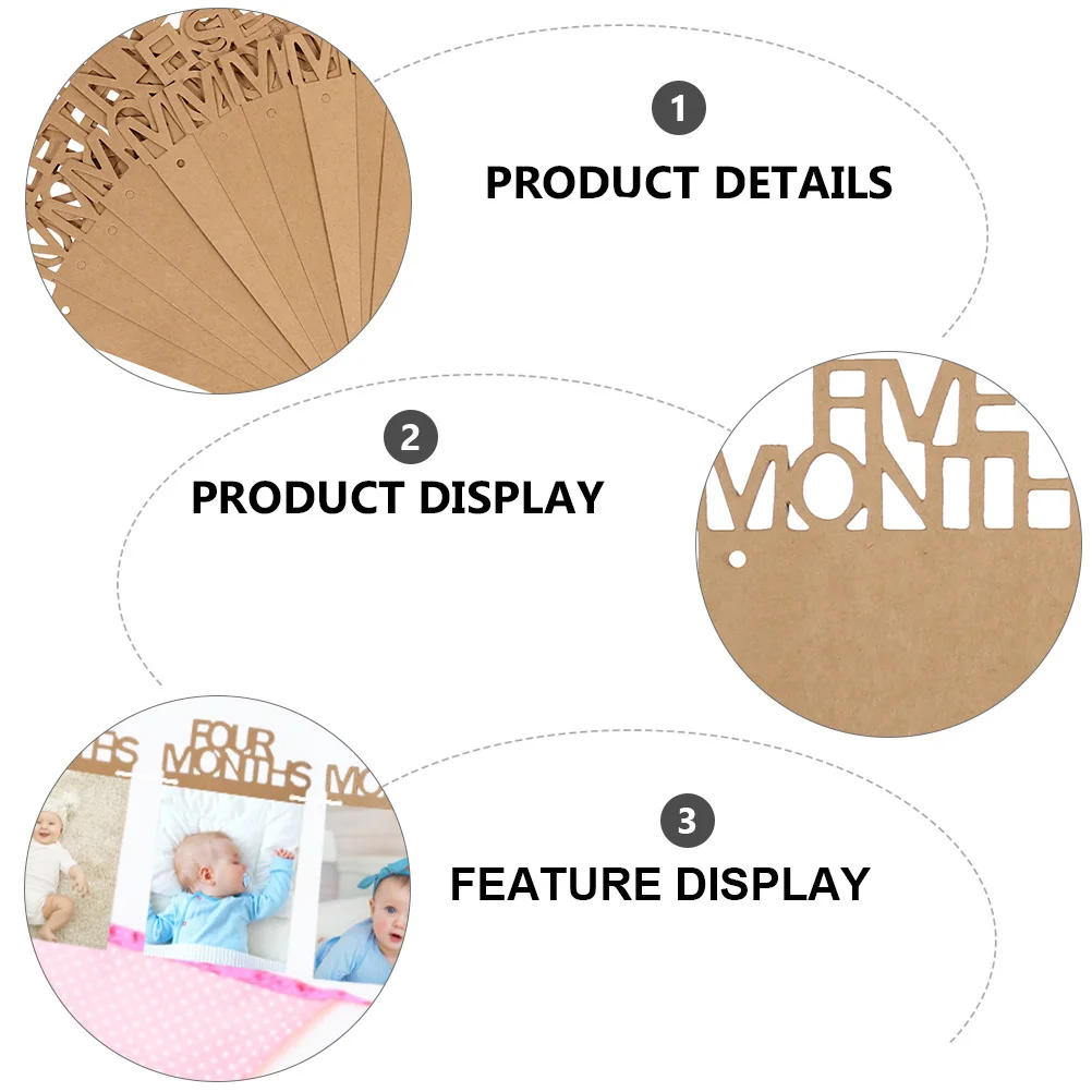

2 set Baby Birthday Party Photos Pull Flag 2 Set Newborn Bunting Garland Banner Photo Frame Kraft Paper Decorations