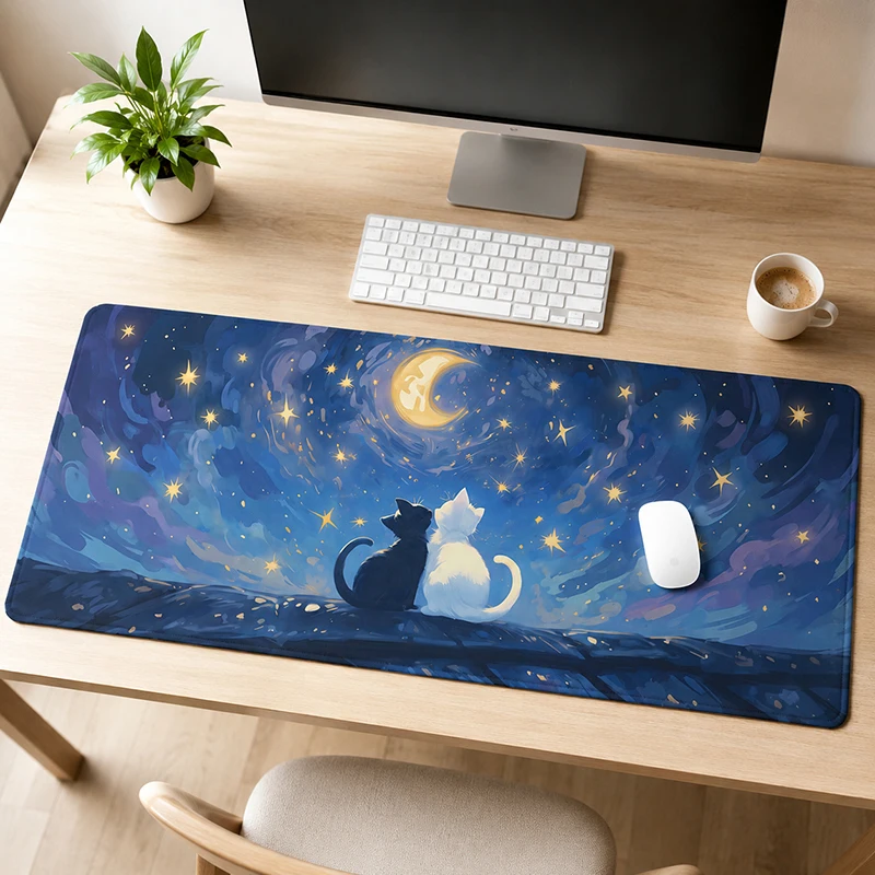 Mouse Pad Gaming Starry-night Cat XL Custom Home Mousepad XXL Mechanical Keyboard Pad Soft Office Carpet Computer Mouse Mats