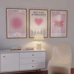 Pink Aura Halo Print Wall Art Love Butterfly Aperture Fashion Poster Modern Pink Girls Room Canvas Painting Bedroom Home Decor