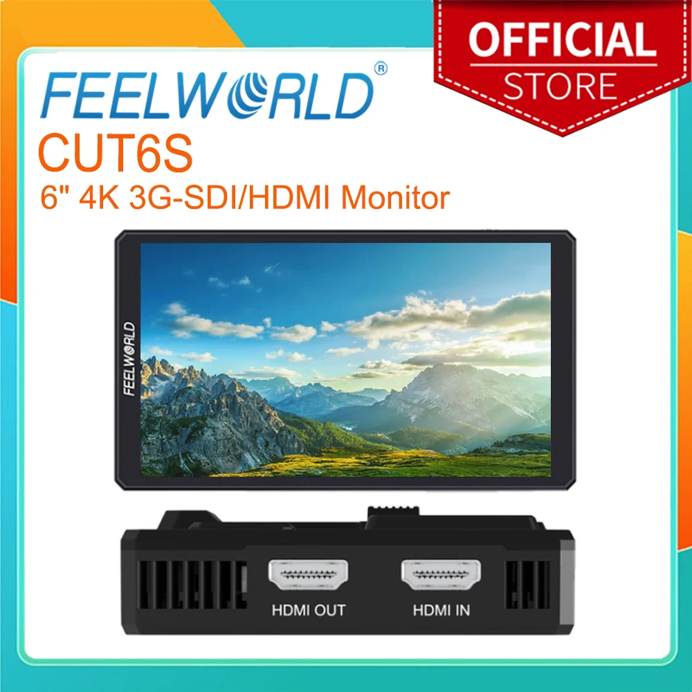 

FEELWORLD 6 inch Touch Screen Monitor CUT6S FHD IPS 4K HDMI 3G-SDI 3D LUT HDR with Waveform for Gimbal Rig Youtube