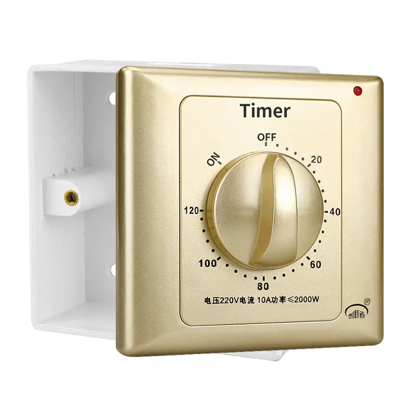 Light switch Home Timer Switch AC220V with Bottom Box Gold Kitchen Digital Timer Switches Sockets Cover Timer Switch