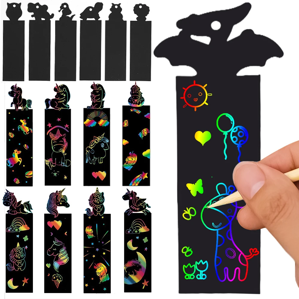 

Creative DIY Cartoon Colorful Graffiti Scratching Toys Dinosaur Animals Alien Children's Puzzle Handmade Scratching Paper