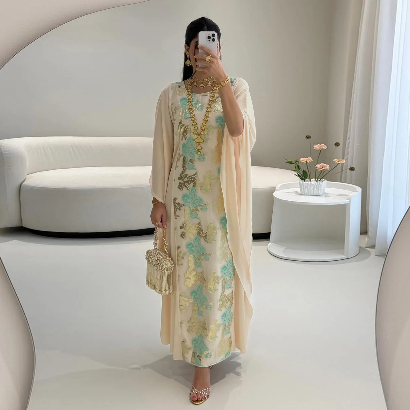 

Jaccquard Dubai Kaftan Dress for Women, Evening Party Ramadan Eid Khaleeji Abaya Dress, Dubai Moroccan Caftan Islamic Clothing