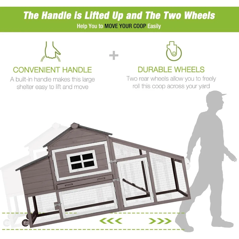移動式鶏小屋（車輪付き、拡張可能、鶏トラクター）、屋外鶏小屋（2～4羽用）、67.3リットル