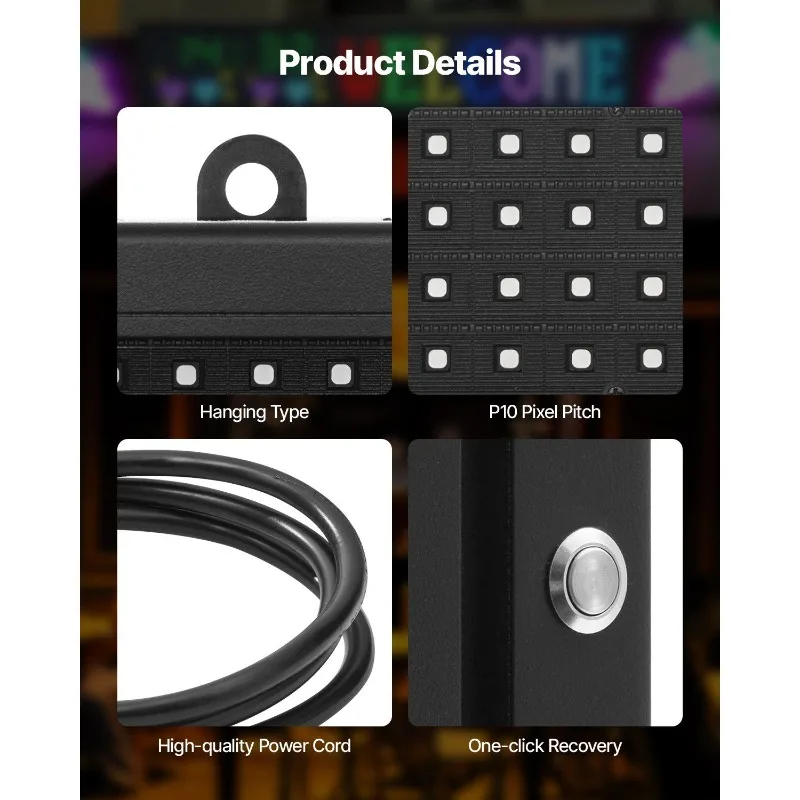 40x8 en letrero LED programable tablero de pantalla de desplazamiento digital P10 a todo color