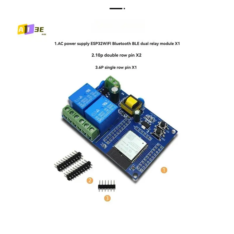 

A13E-ESP32 Релейный модуль Двухканальный релейный модуль Wi-Fi Bluetooth ESP32-WROOM Вторичная макетная плата для Arduino