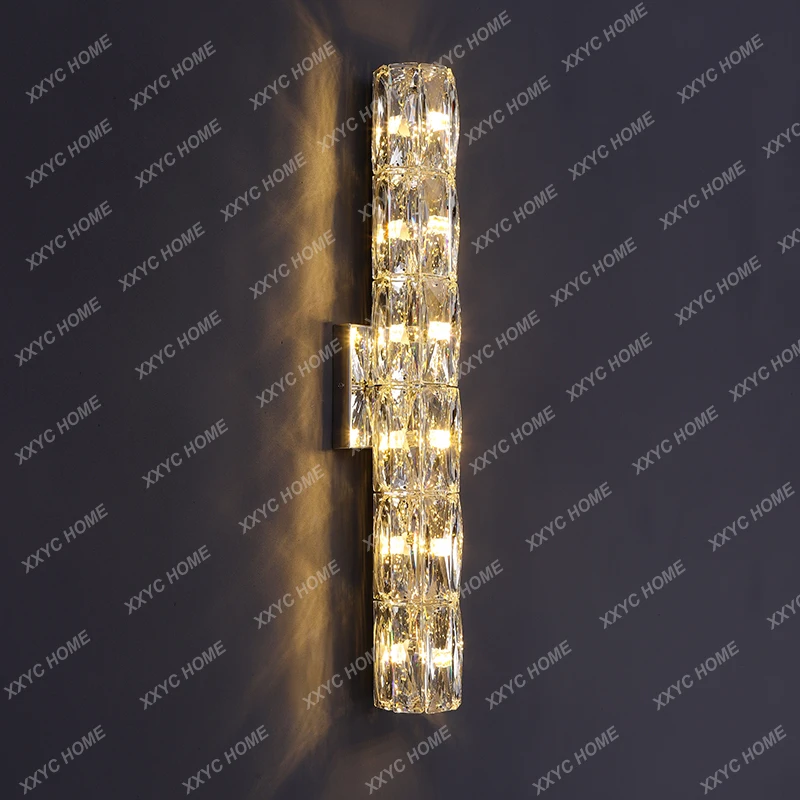 

Modern simple light luxury high-end crystal wall lamp, living room TV background wall corridor bedroom bedside long wall lamp
