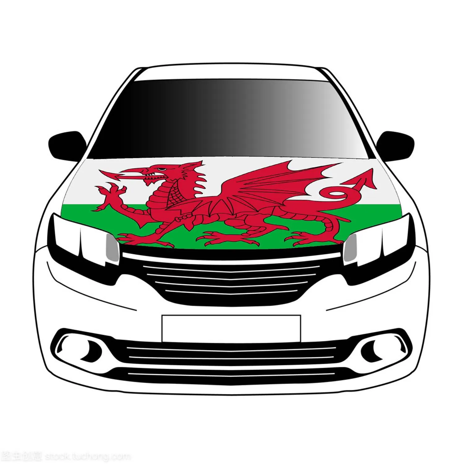 

Welsh flags 3.3x5ft/5x7ft 100%polyester, car bonnet banner Advanced sublimation printing car cover flag+triangle fastener