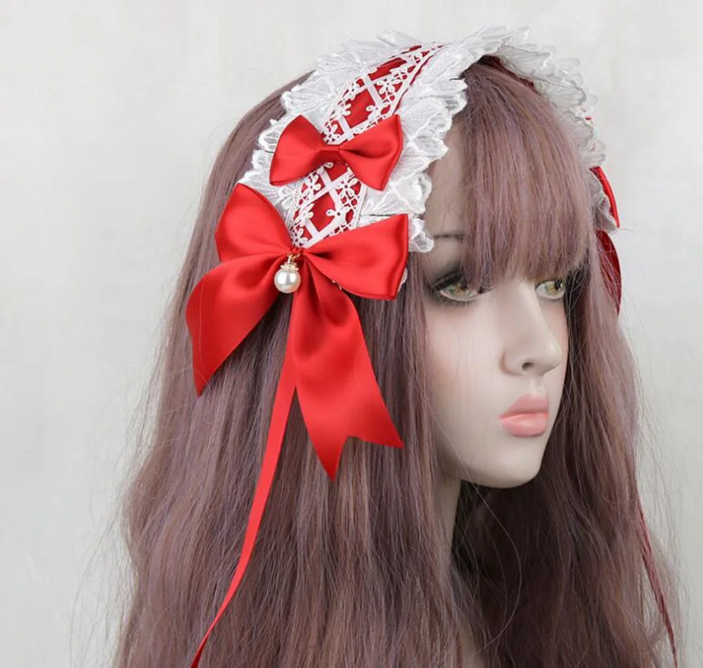 Cerchietto per capelli dolce adorabile Anime Maid Cosplay Fascia Lolita Fiore di pizzo Copricapo Accessorio per capelli