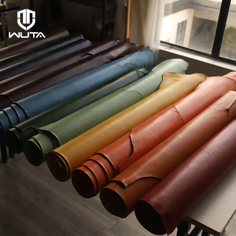 WUTA Full Grain Waxed Bull Cowhide Vegetable Tanned Leather Sheet 1/3/5 sq.ft Genuine Cow Skin for DIY Craft, Journal Cover,Bags