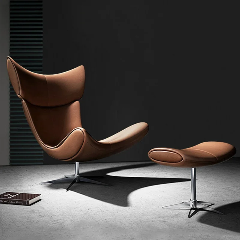 

high quality Nordic balcony leisure, rotating tiger chair, lazy single, modern light luxury leather sofa in the living room
