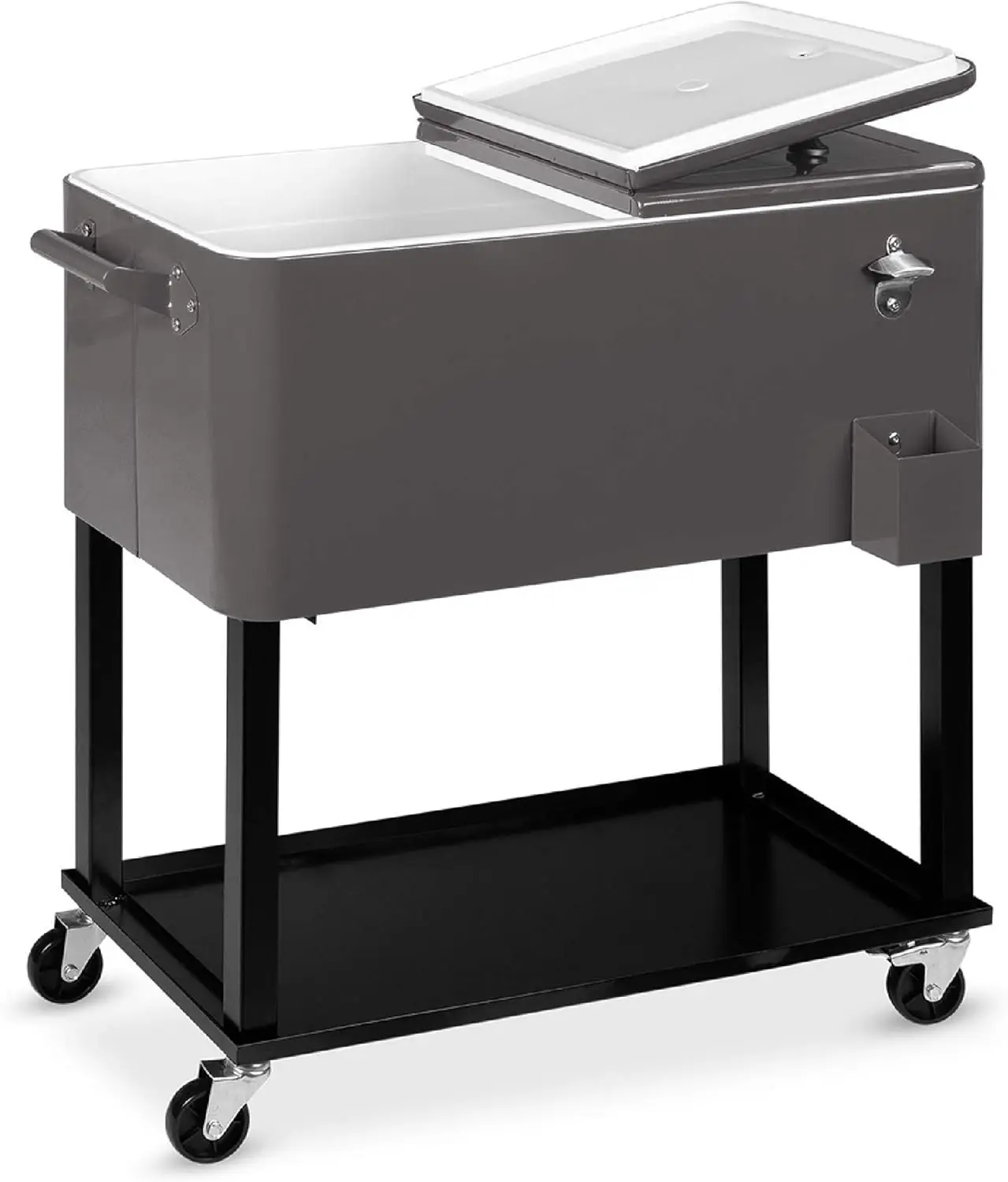 

Choice Products 80-Quart Outdoor Steel Rolling Cooler Cart for Cookouts, Tailgating, BBQ Cart with Ice Chest, Bottle Opener, Cat