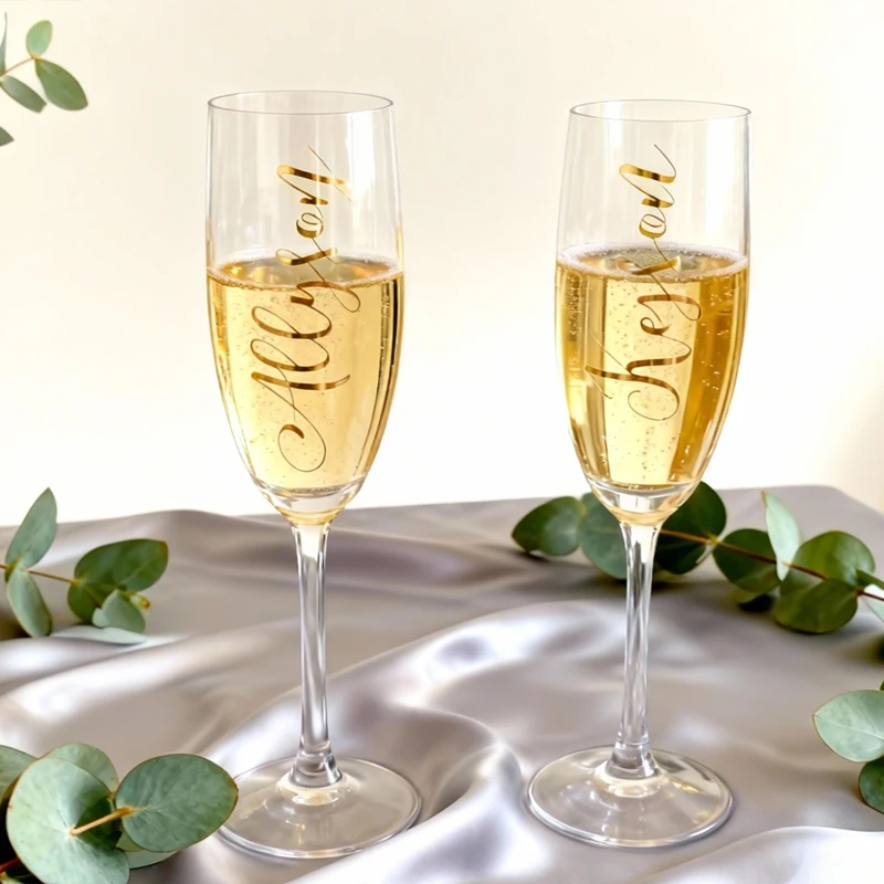 

Personalized Champagne Glass with Gold Name Wedding Champagne Glasses Gifts for Bridesmaids, Bachelorette Party Glasses