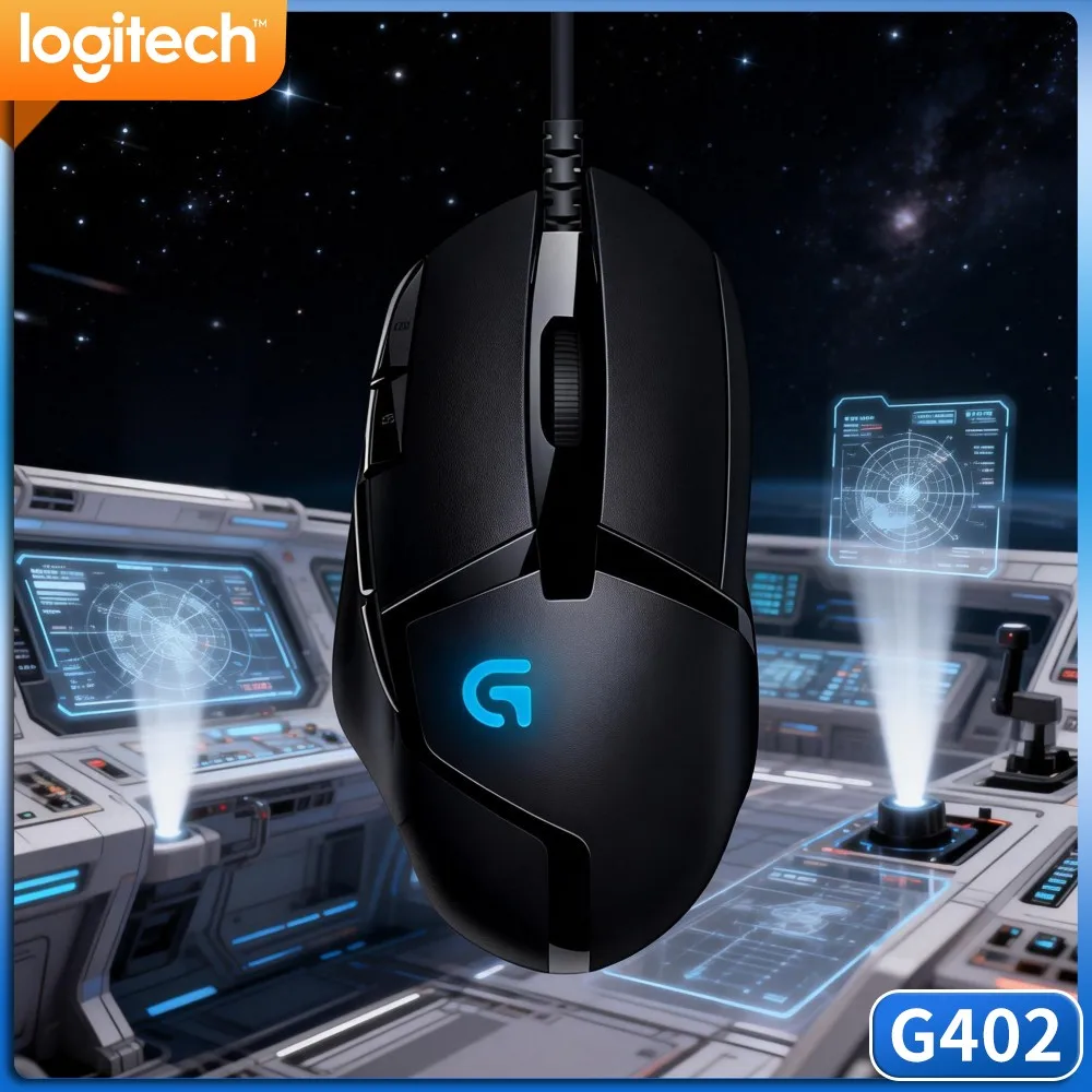 Logitech G402 Wired Gaming Mouse 32‑Bit Internal Processing Chip Non‑Slip Rubber Grips For Extended Computer Game Sessions