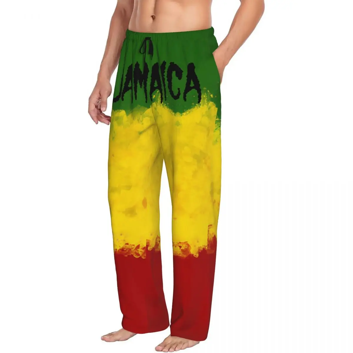 Custom Jamaica Pajama Pants Sleepwear for Men Elastic Waistband Sleep Lounge Bottoms with Pockets