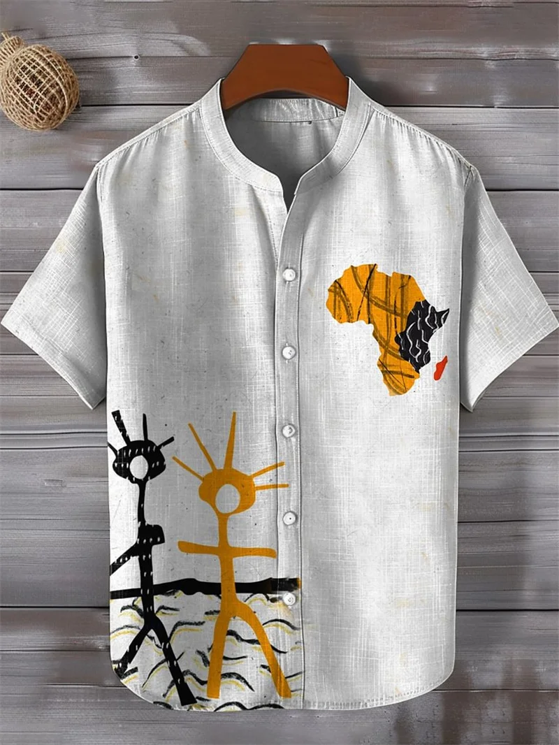 

Hawaii men's slim fit shirt men's fashion map 3D printing summer beach travel shirt casual men's social