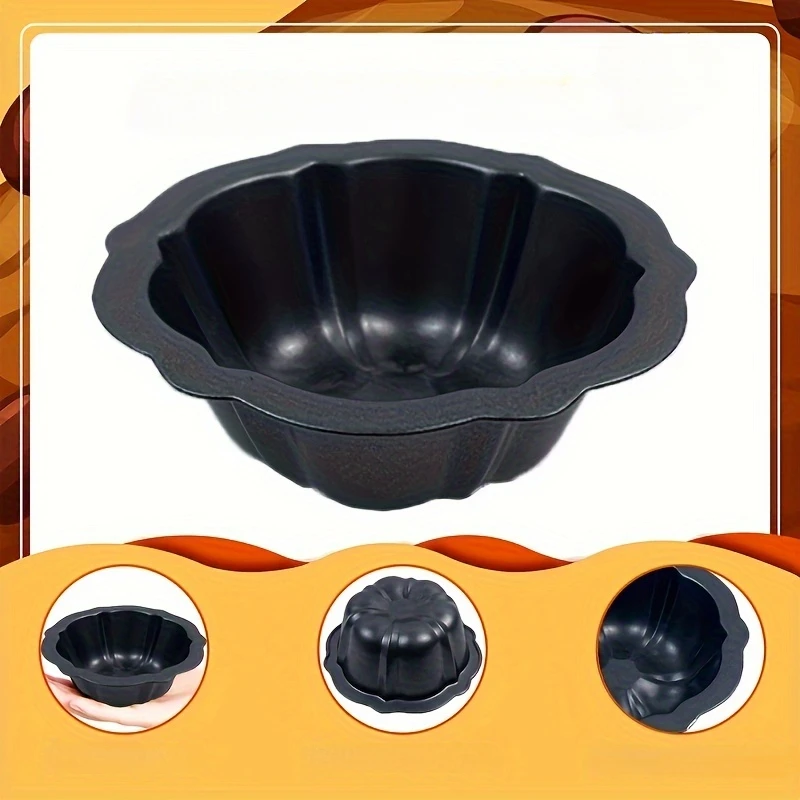 16 pumpkin shaped cake molds approximately 4.57 inches in size black carbon steel material non stick easy to clean