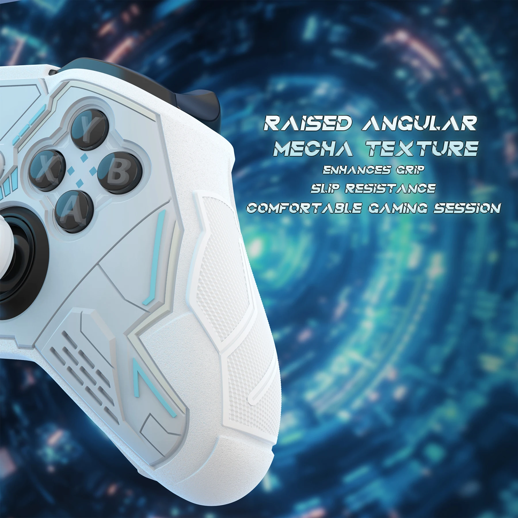 Cover in silicone per Xbox Elite 2 e Elite Series 2 Core, PlayVital Stellar Mecha Protector con impugnature e adesivi per pollice, bianco