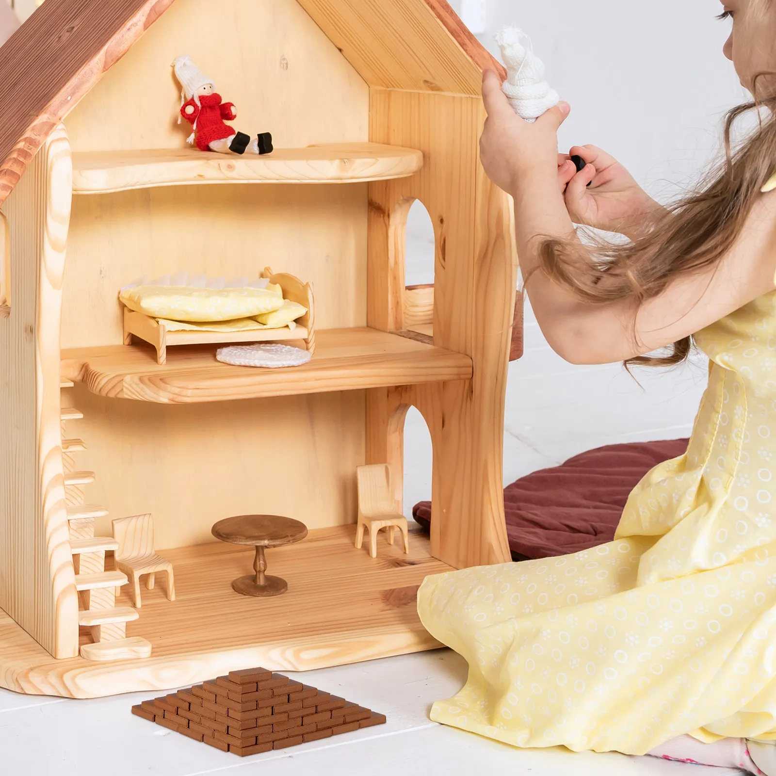

50 шт. миниатюрных моделей кирпичей, имитация кирпичной кладки, для DIY-декораций миниатюрных домиков, глиняные кирпичи для песочницы, мини-модели кирпичей