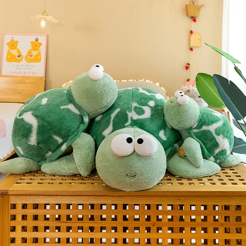 MINISO Tie Dye Turtle Plush Stuffed Toy Cute Big Eyed Turtle Simulation Marine Life Soft Pillow for Children's Birthday Gift