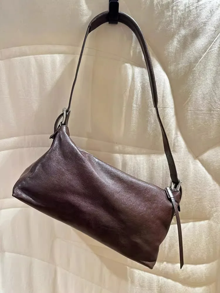 Torebka damska Dave&Di, francuski styl, minimalistyczna, skóra naturalna, retro, luźna, wysokiej jakości, na ramię, do ręki.