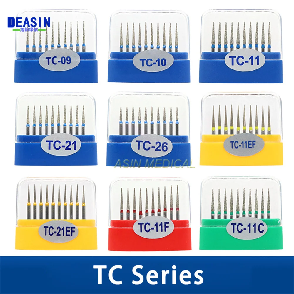 

10Pcs/Box TC Series Dental Diamond Bur FG High Speed Burs for Teeth Polishing 1.6mm Dental Lab Polishing Tools