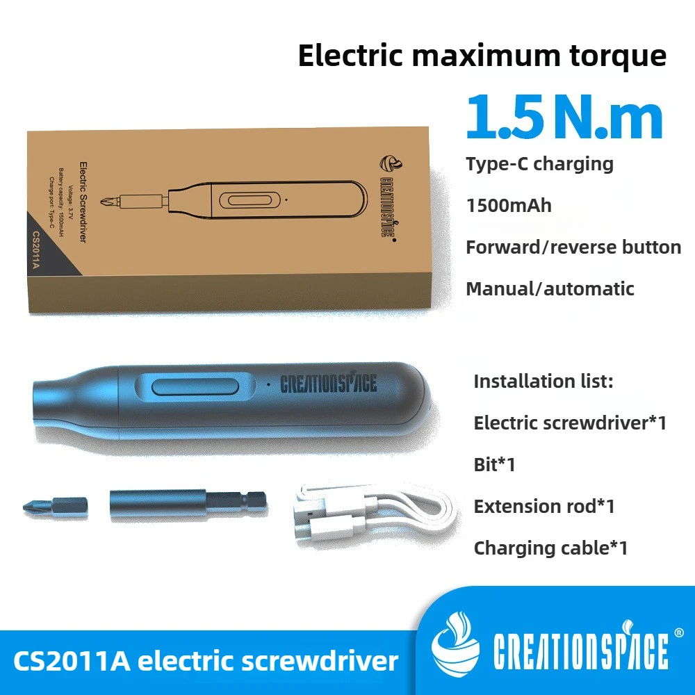 CreationSpace Mini Electric Screwdriver Set 1500mAh Electric Screwdriver Cordless for Furniture/Electrical Repairs