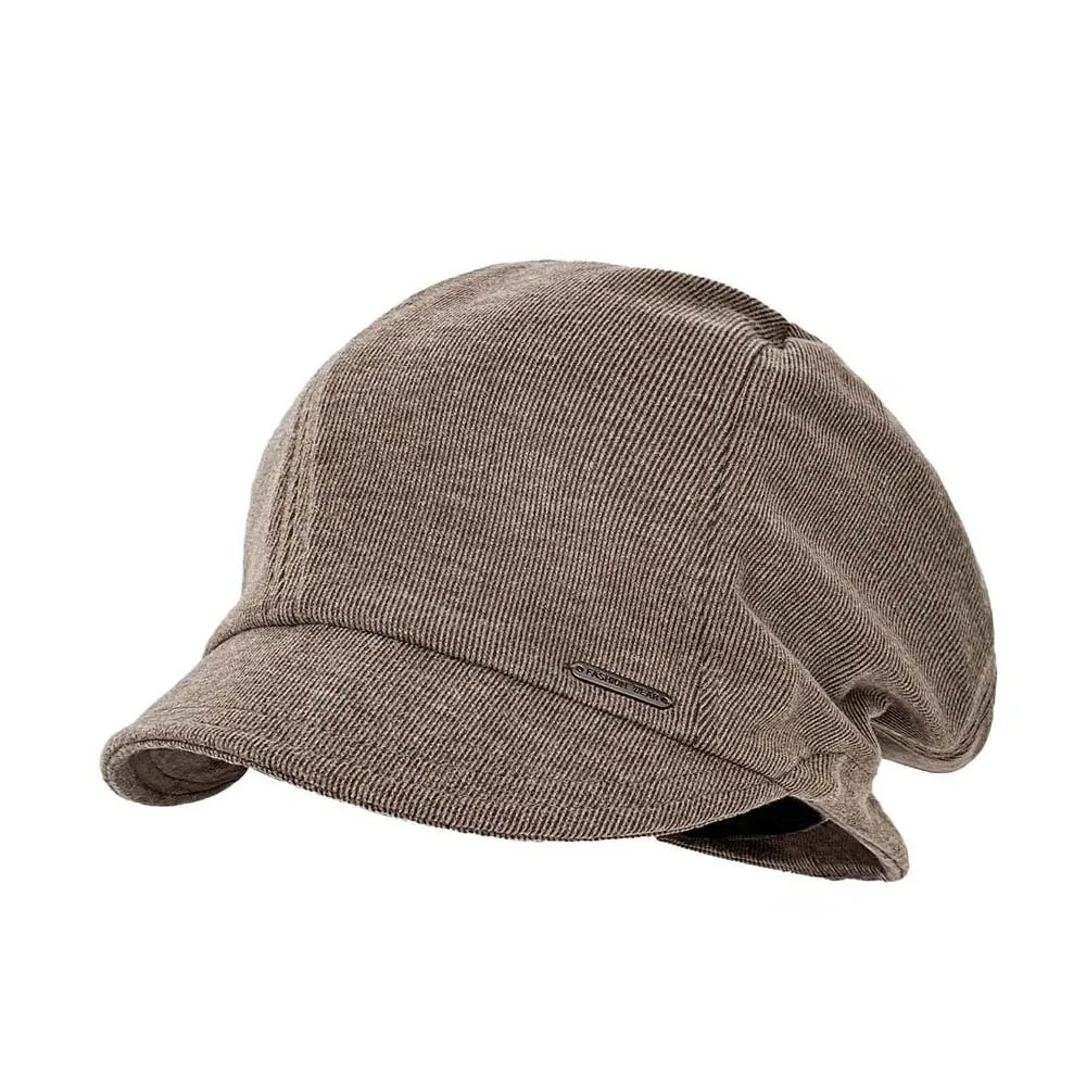 Rivet Ornament Slouchy Beret Solid Color Face Framing Short Brim Hat Soft Fabric Elastic Band Studded Beanie Students