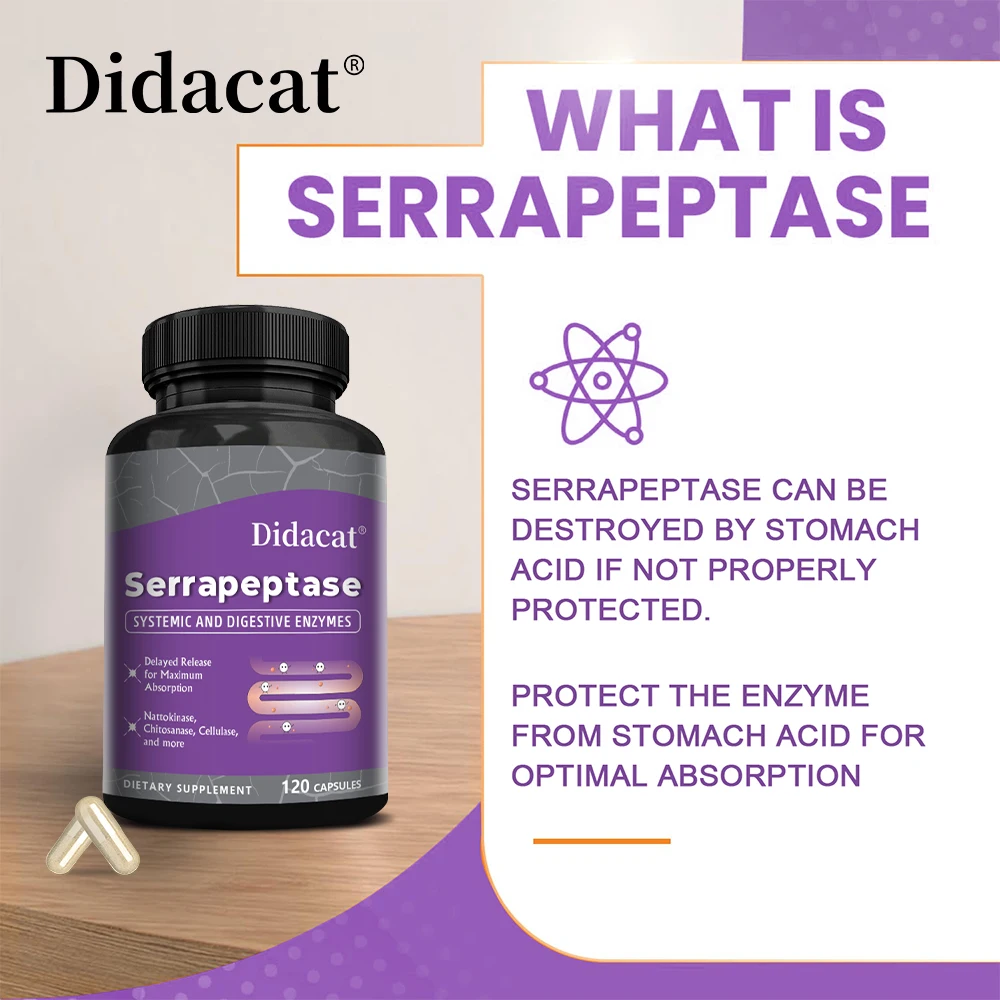 Serrapeptase Systemic and Digestive Enzymes with Nattokinase - Delayed Release for Maximum Absorption