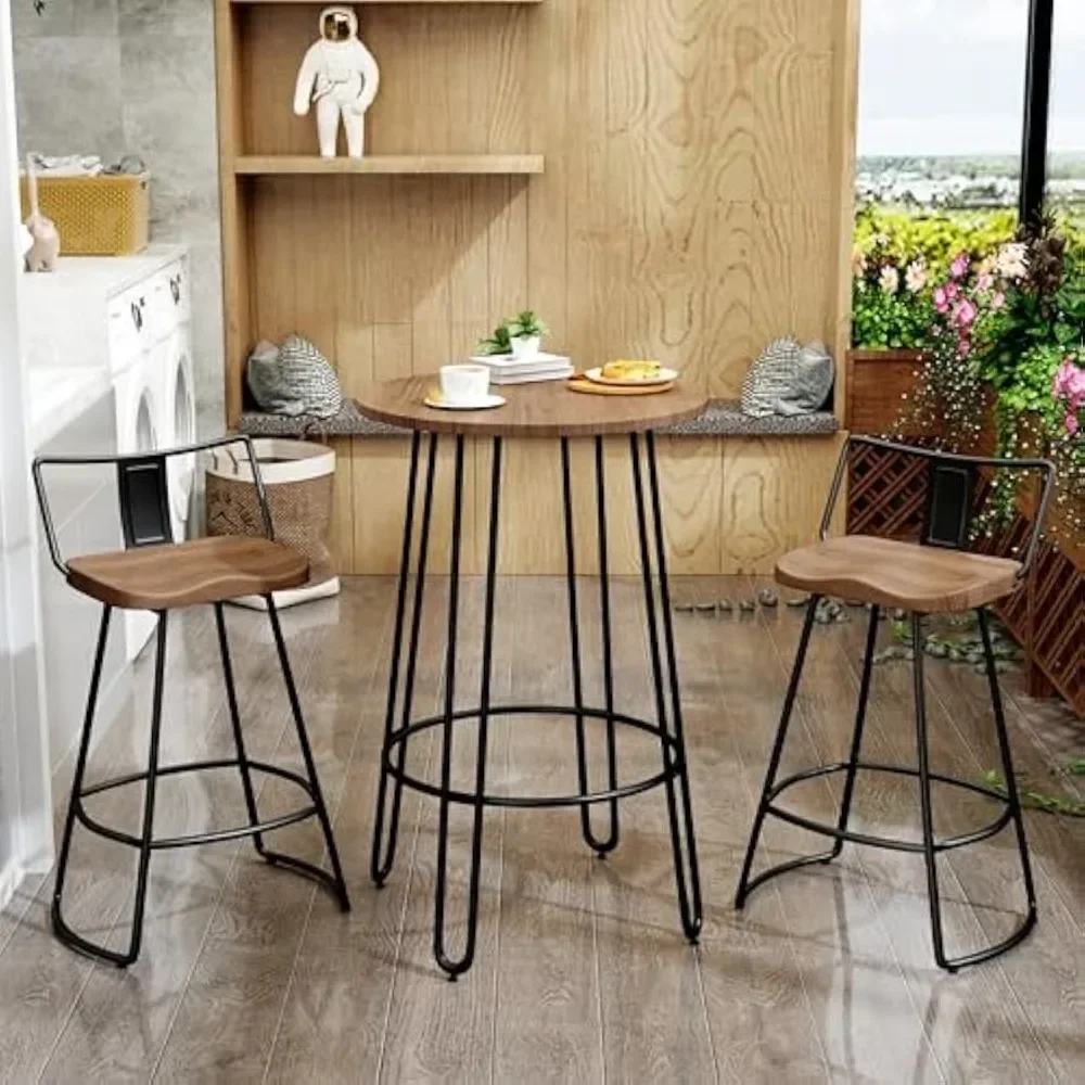 Ensemble de table et de chaises de bar avec comptoir, table de bar moderne, recommandé pour la cuisine, 3 pièces