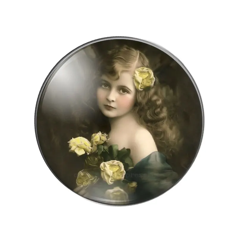 Vintage Baby Girls Retro Oil Paintings 10mm/12mm/18mm/20mm/25mm/30mm Round photo glass cabochon demo flat back Making findings