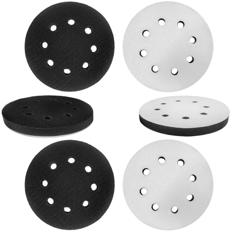 

New 6 Pack 5 Inch 8 Holes Hook And Loop Soft Sponge Cushion Interface Buffer Pad