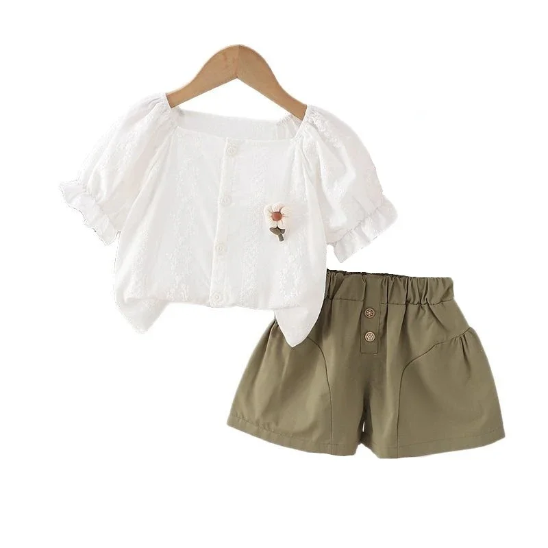 

New Summer Baby Clothes Suit Children Girls Short Sleeved Shirt Shorts 2Pcs/Sets Toddler Fashion Casual Costume Kids Clothing