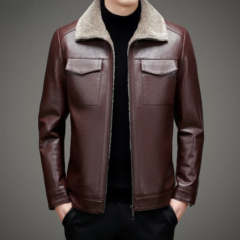 Genuine Leather Jackets for Men Clothing Autumn Winter Warm Leather Jacket Thickened Business Leisure Male Coat Fashion Jaqueta