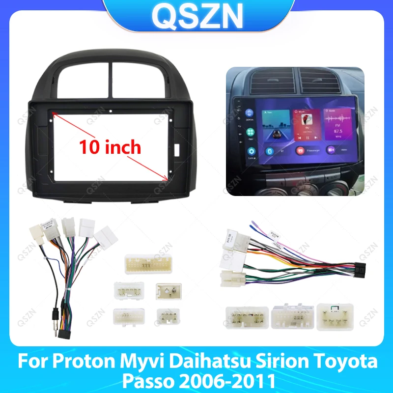 For Proton Myvi Daihatsu Sirion Toyota Passo 2006-2011 10 inch Car Radio Fascias Stereo Dashboard Panel Frame DVD Android Player