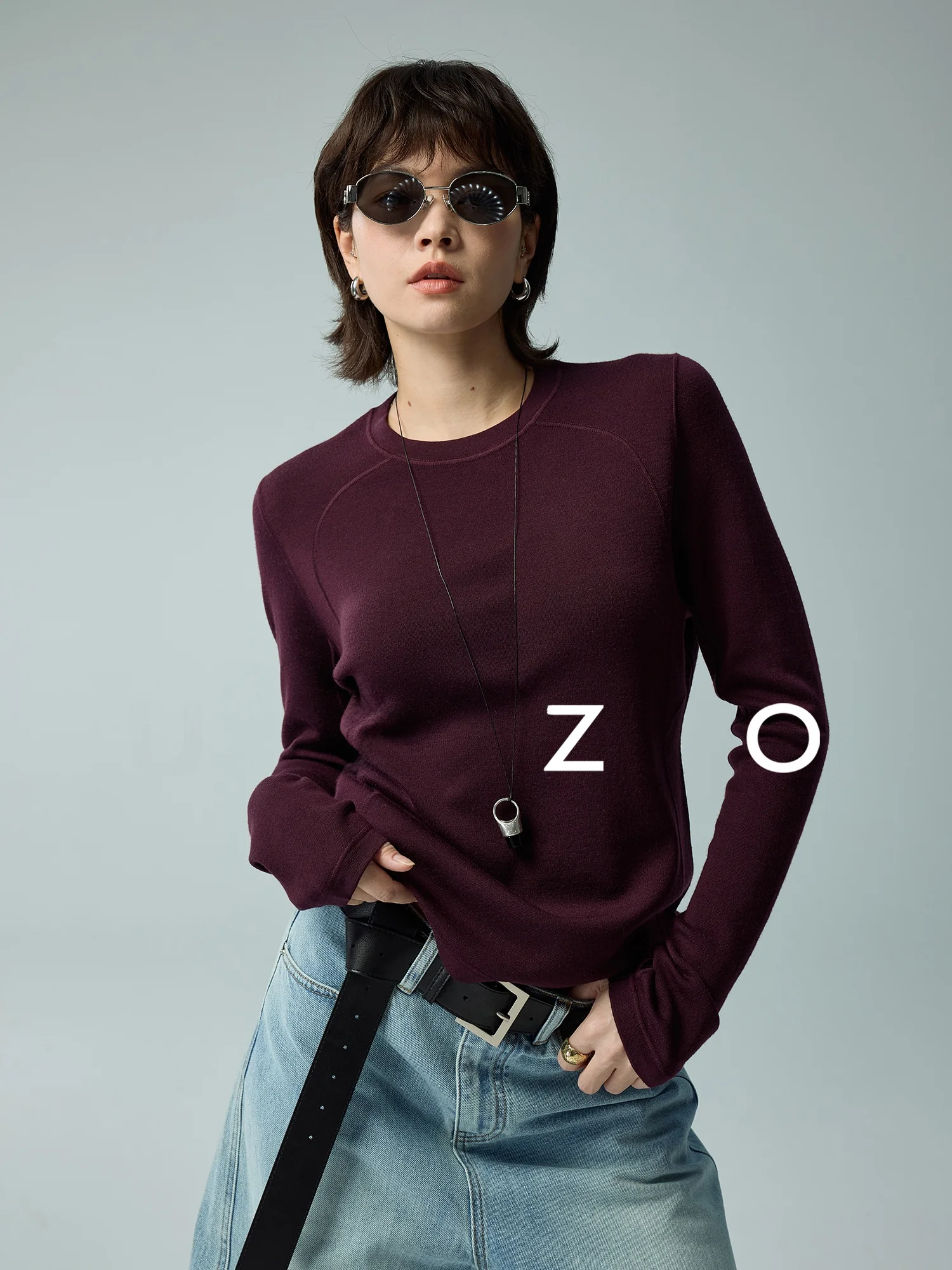 

UZZO Casual Knitted Wool Sweater Breathable round Ne Base Layer Spor Yoga Sle Comfortable Fit Women's Spring Faion