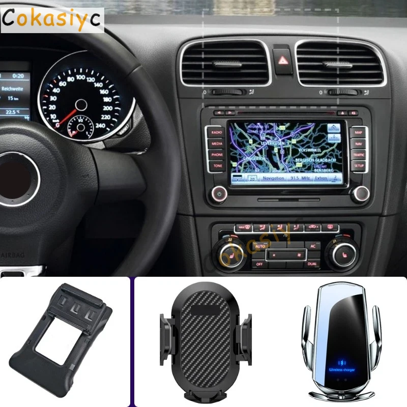 Car Phone Holder For Volkswagen VW Golf 6 MK6 2009 2010 2011-2013 Mobile Phone Mounts Car Wireless Charging Special Fixed Base