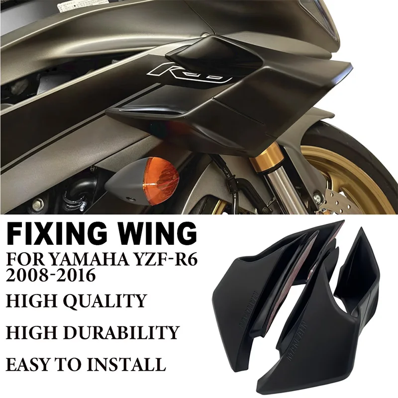 

Suitable for Yamaha YZF-R6 YZFR6 2008-2016 Motorcycle Fixed Wing Front Side Cover Protection Kit Aerodynamic Wing Cover Aileron