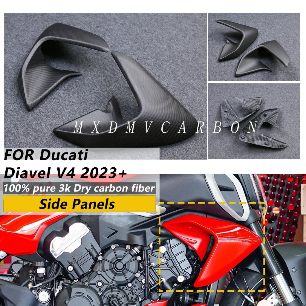 

For Ducati XDiavel Diavel V4 2026 2025 2024 2023 Motorcycle Parts 100% 3K Dry Carbon Fiber Body Side Panels Fairing Kits