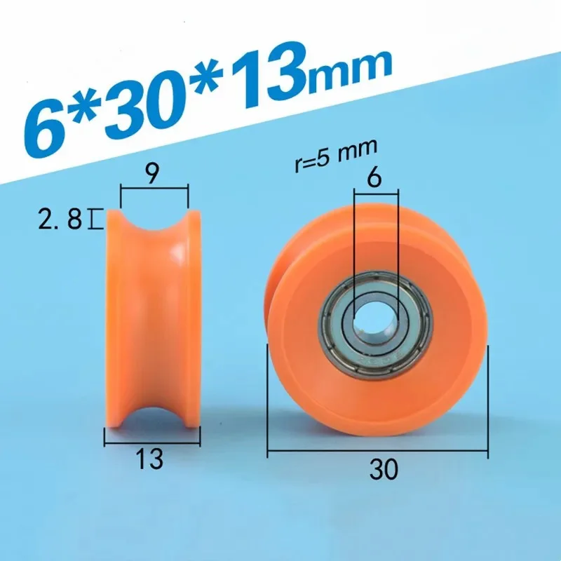 

U groove Plastic coated bearing 606ZZ 6*30*13mm 0630UU window door POM roller wheel nylon sliding pulley bore 6mm diameter 30mm