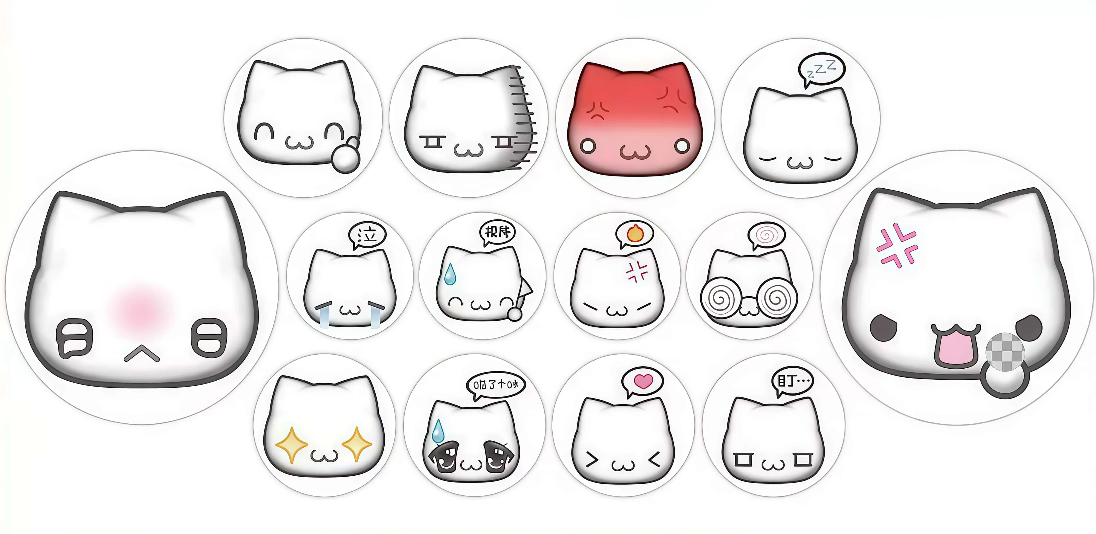 500Pcs Cute Expression Cat Sticker Roll, Various Adorable Mood & Face Decals Seal Stickers for Decor, DIY & Gifts