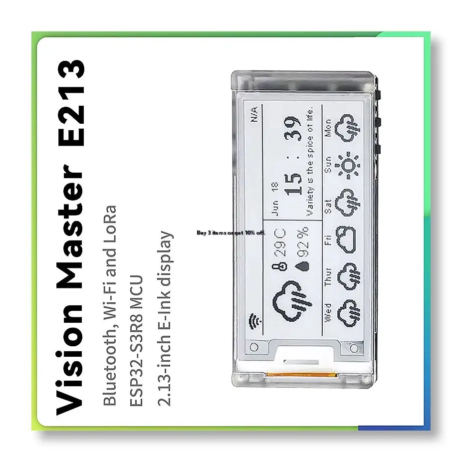 ✱868mhz Vision Master E213 Meshtastic 2.13 Inch Black White E-Ink LoRa ESP32 E-Paper Monit