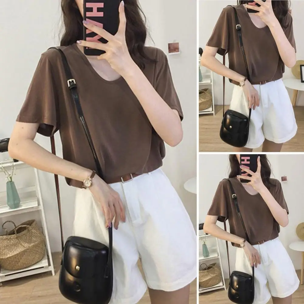 Women T-shirt Casual Loose Fit T-shirt Stylish Women's V-neck T-shirt Collection Summer Short Sleeve Tops Loose Fit for Daily