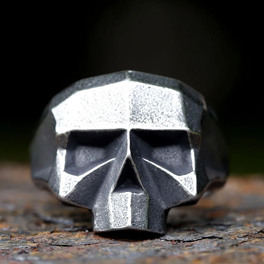 2024 New Punk Rock 316L Stainless Steel Vintage Skull Ring For Men Jewelry For Teens Factory Boyfriend Gift